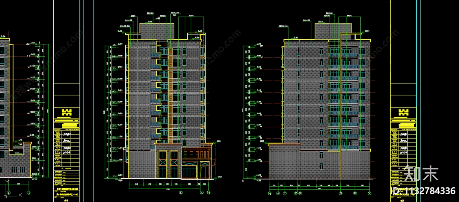 现代住宅区建筑cad施工图下载【ID:1132784336】