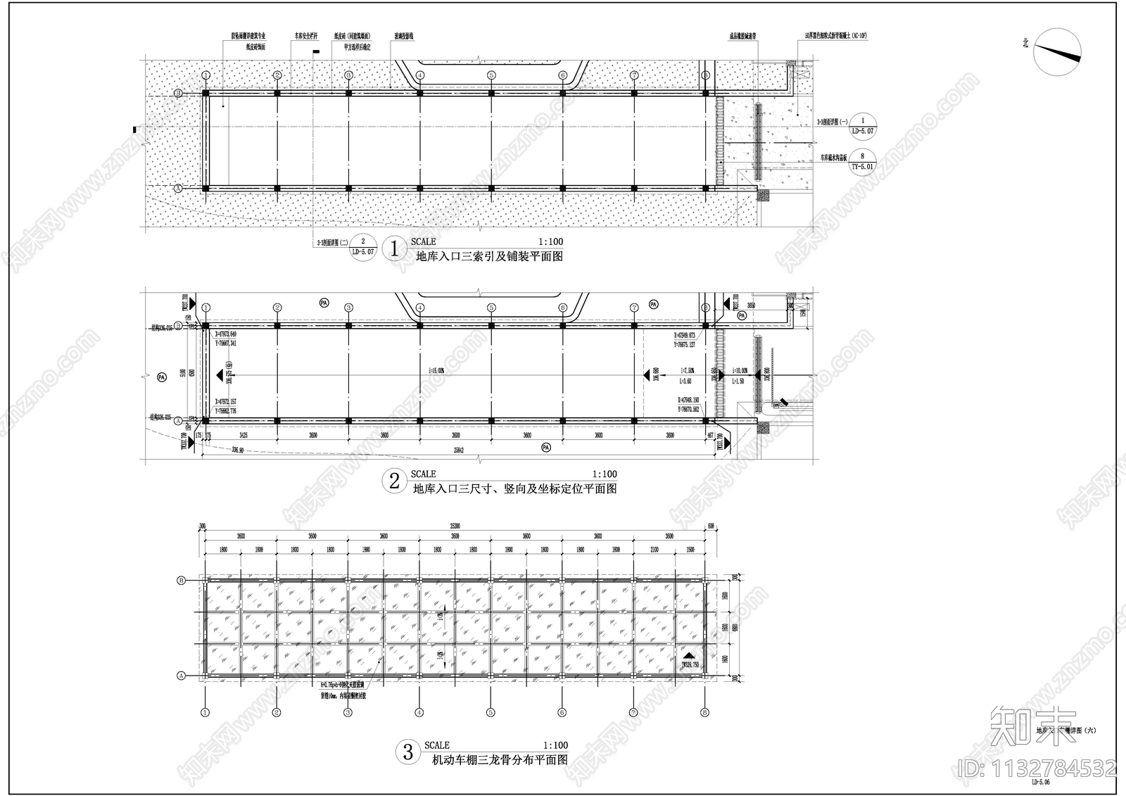 地库入口车棚详图施工图下载【ID:1132784532】