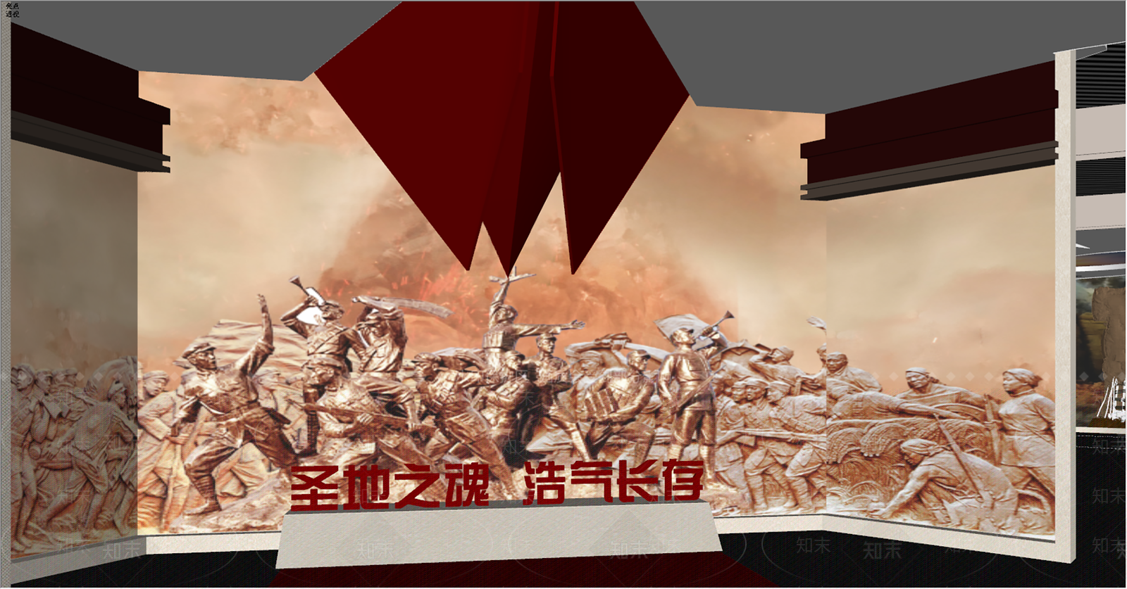 现代党建革命展厅SU模型下载【ID:1134250017】