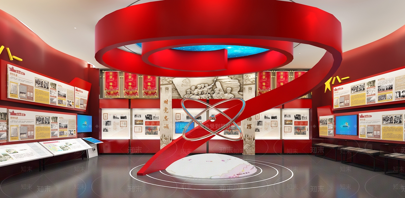 现代党建展厅SU模型下载【ID:1135468164】