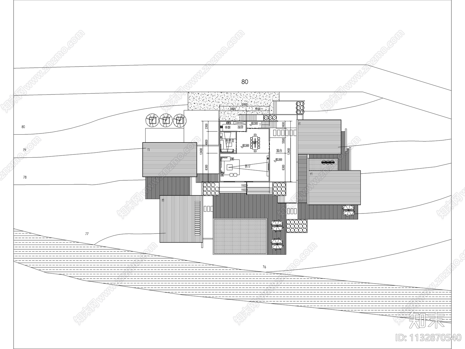 民宿别墅建筑平面图施工图下载【ID:1132870540】