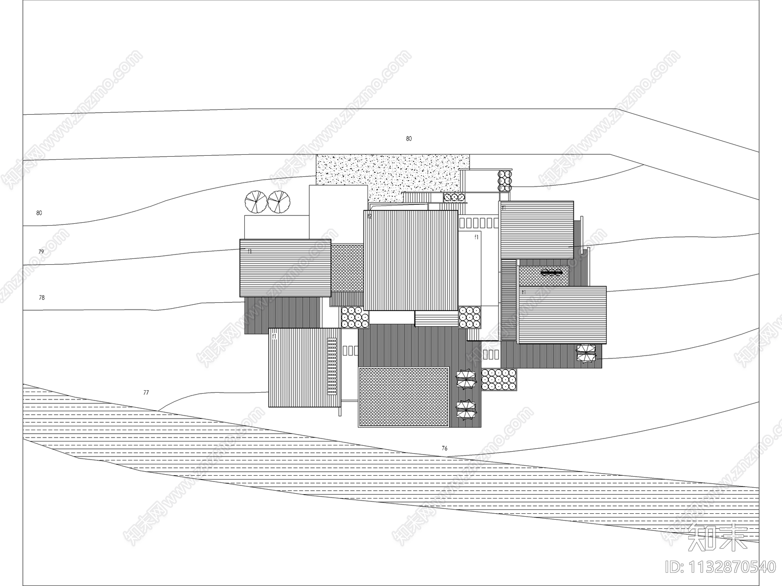 民宿别墅建筑平面图施工图下载【ID:1132870540】