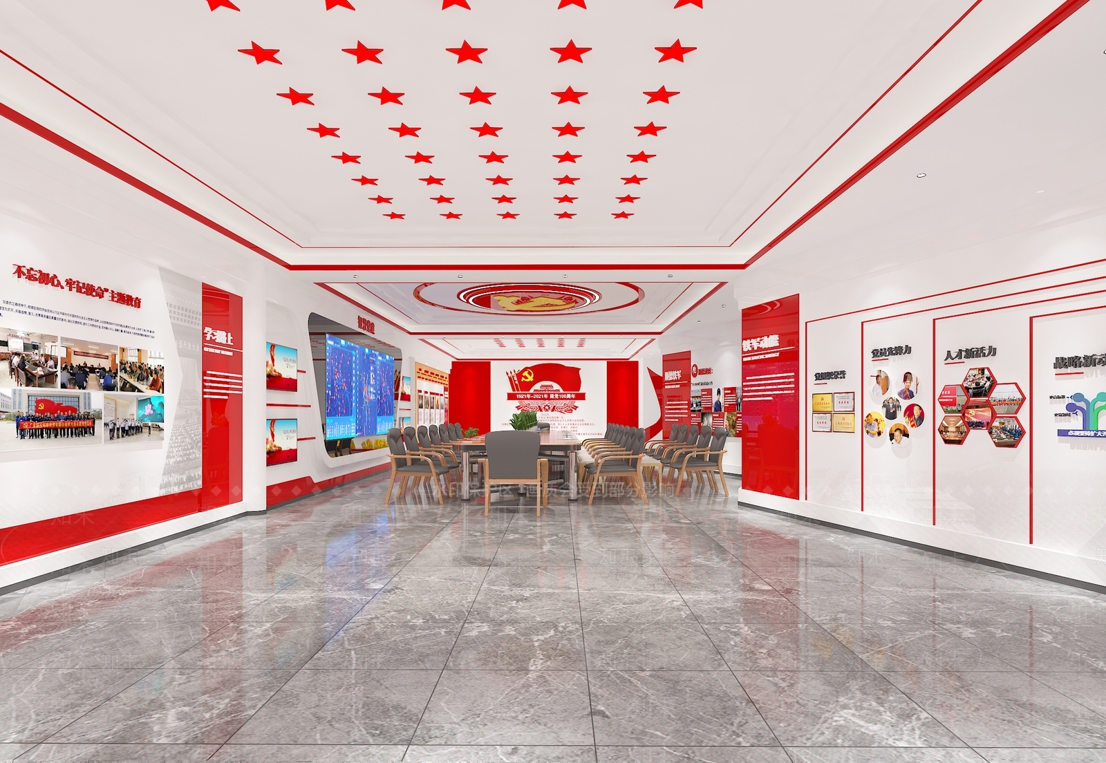 现代党建展厅SU模型下载【ID:1132789218】