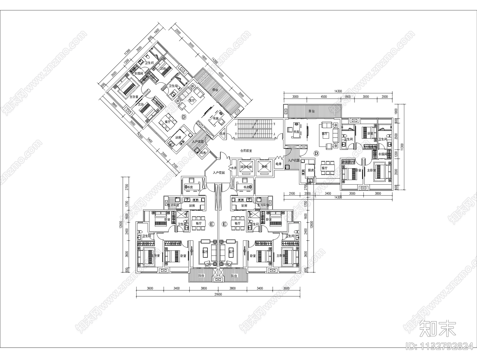 住宅区建筑cad施工图下载【ID:1132792824】