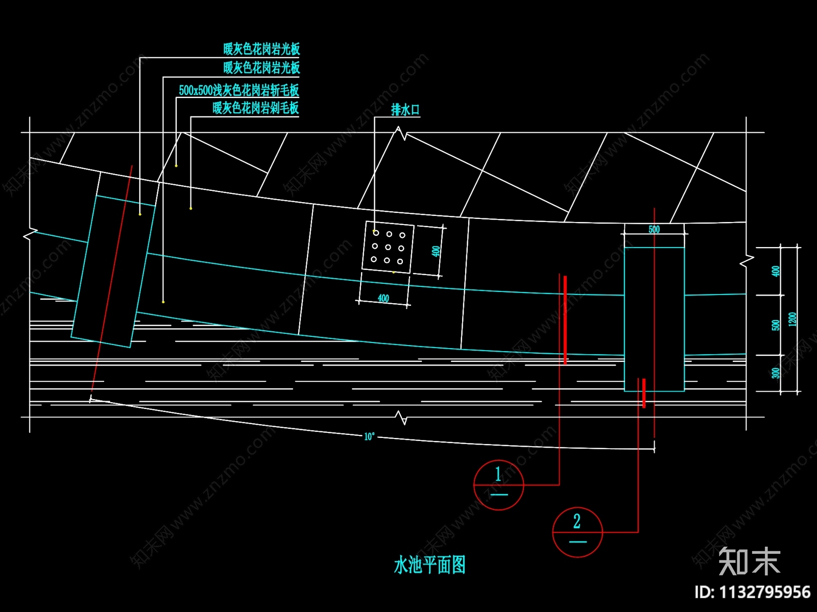 水景水池剖面图详图施工图下载【ID:1132795956】