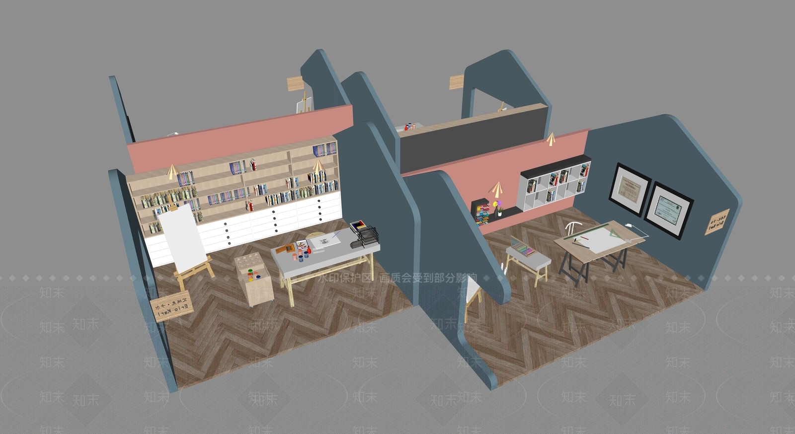 现代画室工作室SU模型下载【ID:1132799143】