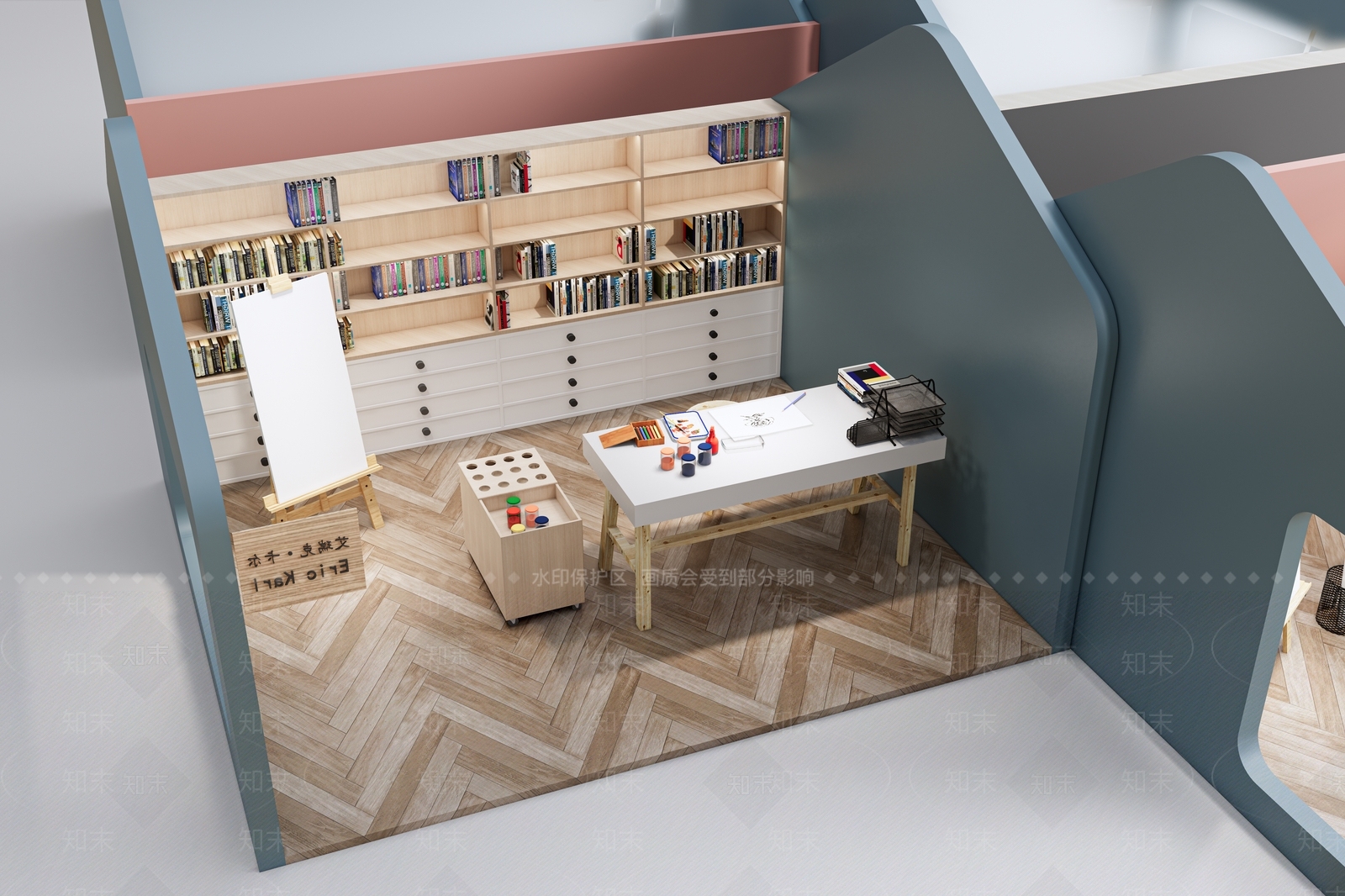 现代画室工作室SU模型下载【ID:1132799143】