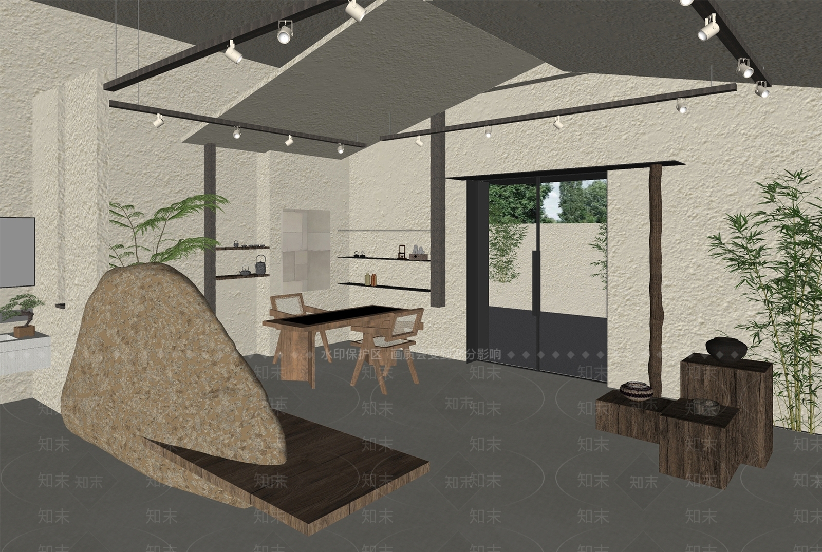 侘寂风茶馆SU模型下载【ID:1132801993】