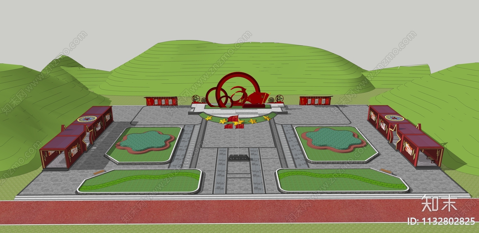 现代普法公园广场SU模型下载【ID:1132802825】