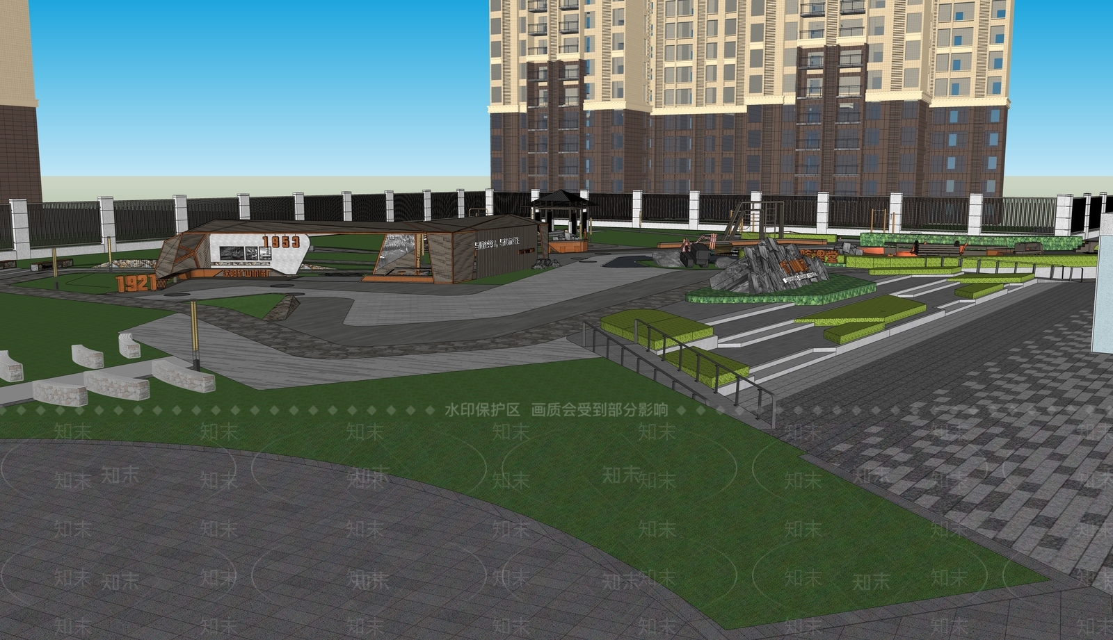 现代景观公园SU模型下载【ID:1132805832】
