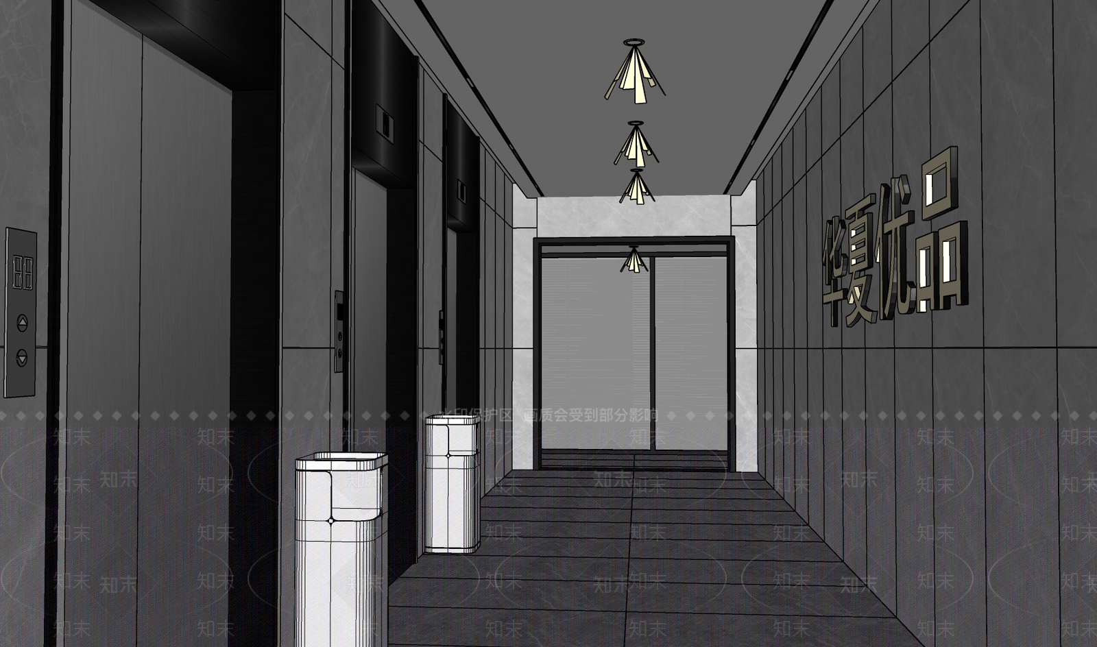 现代公司电梯厅SU模型下载【ID:1132809036】