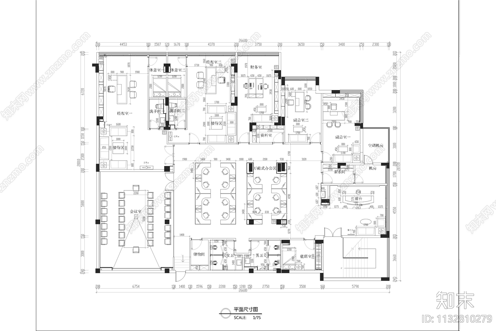 江西华瑞地产办公室设计全套cad施工图下载【ID:1132810279】