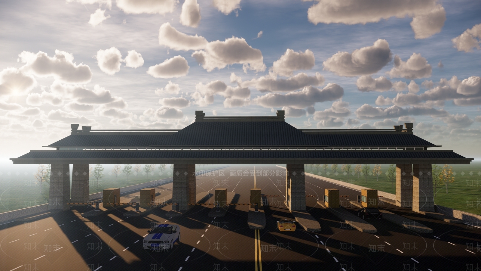 现代高速公路收费站3D模型下载【ID:1132813150】