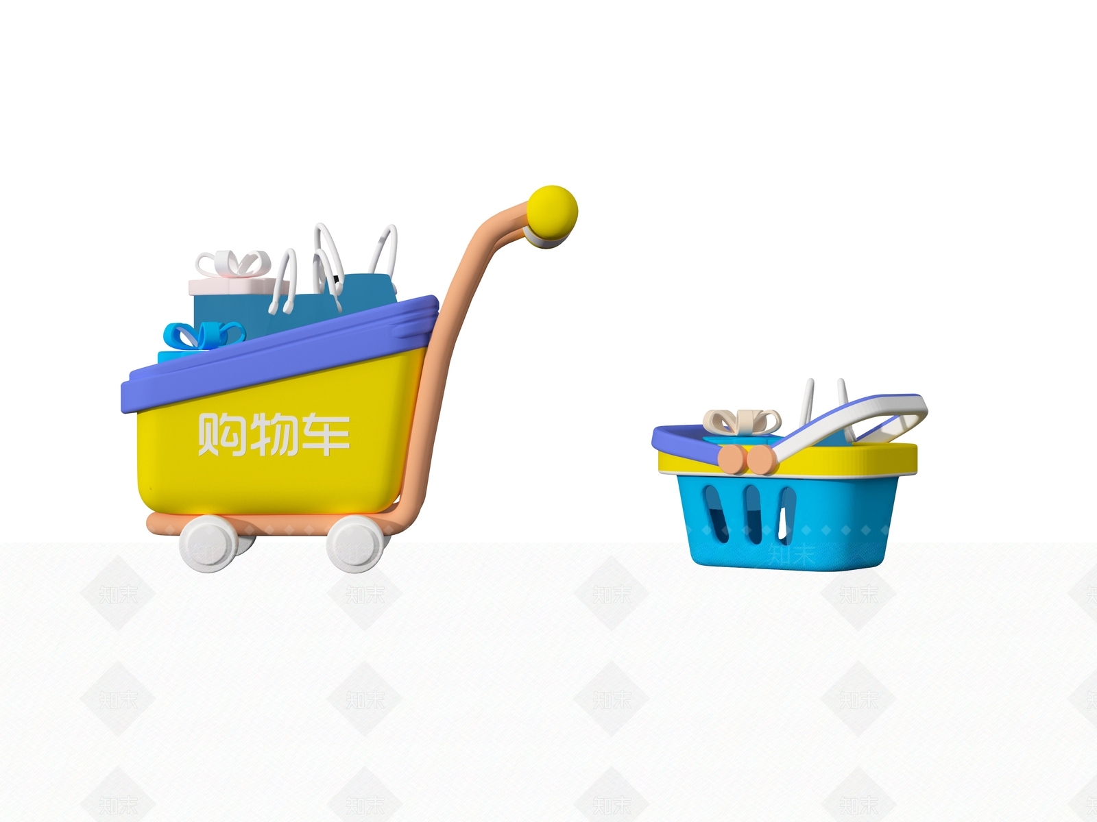 现代超市儿童购物车3D模型下载【ID:1132813489】