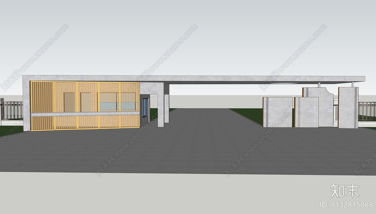 现代产业园入口大门SU模型下载【ID:1132815088】
