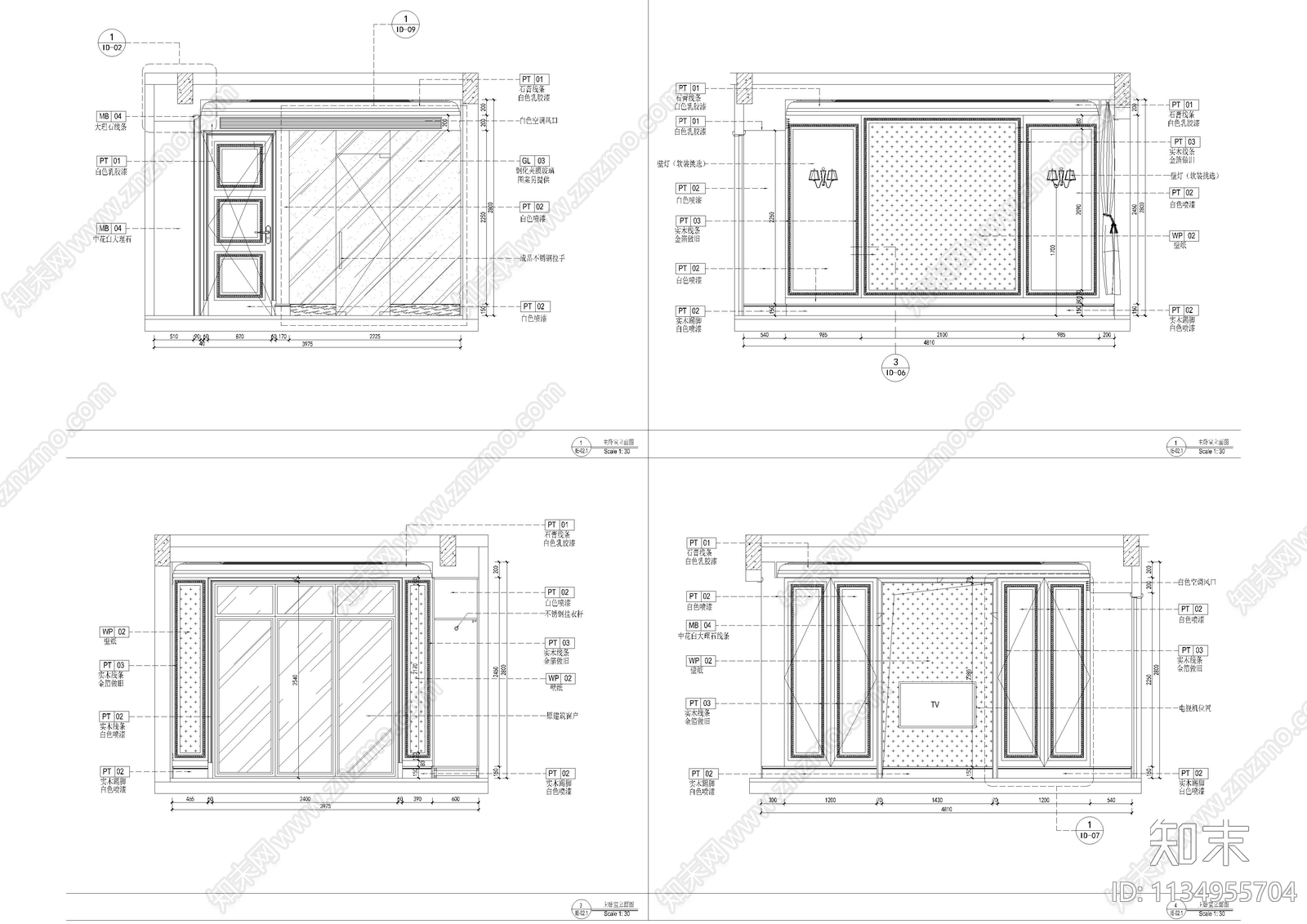 平层家装室内全套cad施工图下载【ID:1134955704】