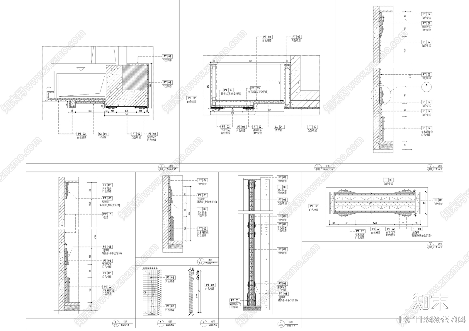 平层家装室内全套cad施工图下载【ID:1134955704】