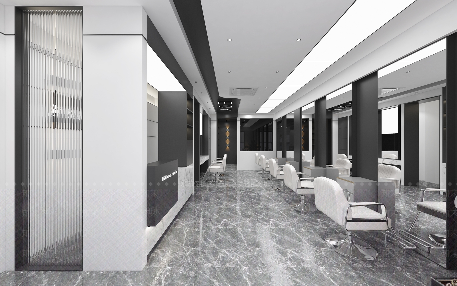 现代黑白灰理发店3D模型下载【ID:1132819052】