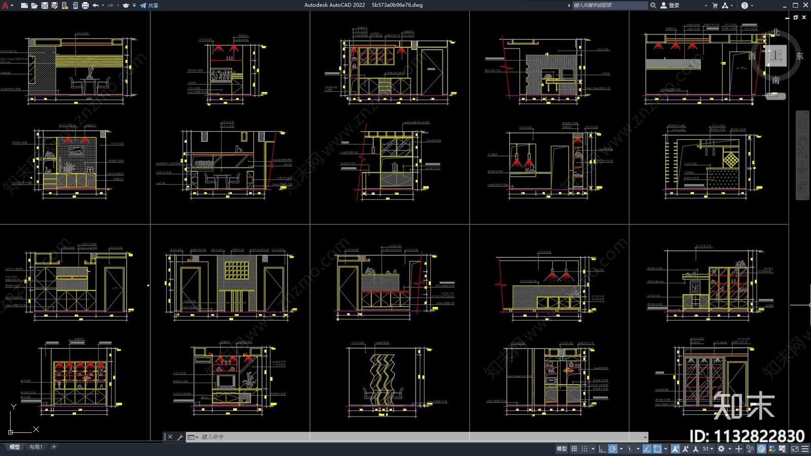 CAD立面酒柜施工图下载【ID:1132822830】