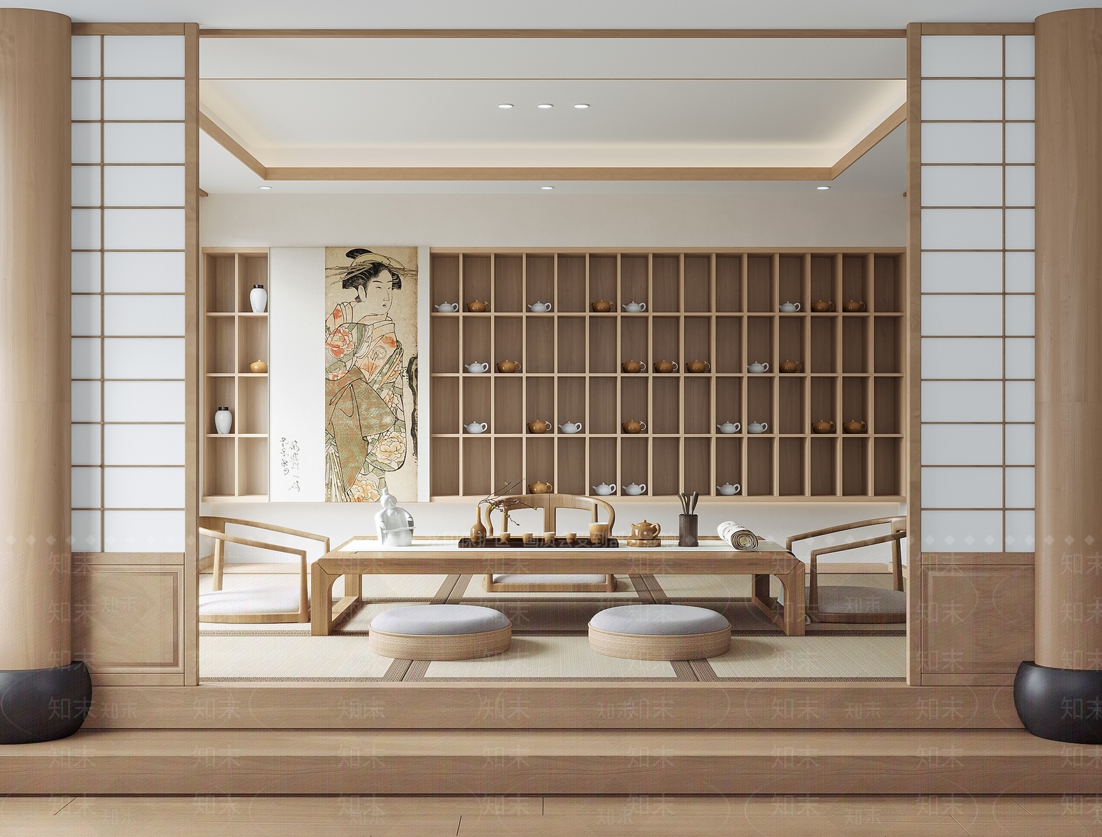 日式榻榻米茶室3D模型下载【ID:1132823632】