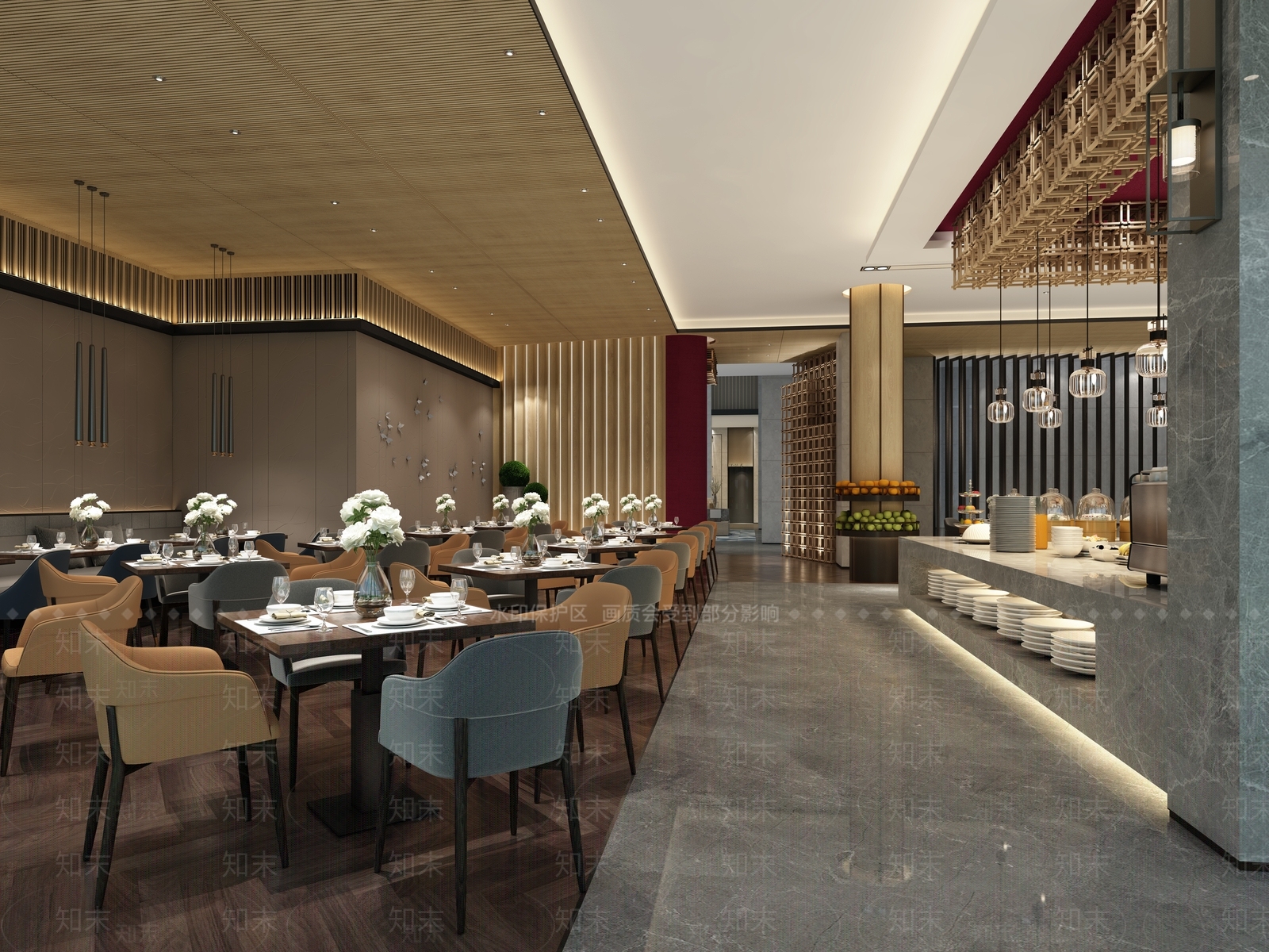 现代自助餐厅3D模型下载【ID:1132826727】