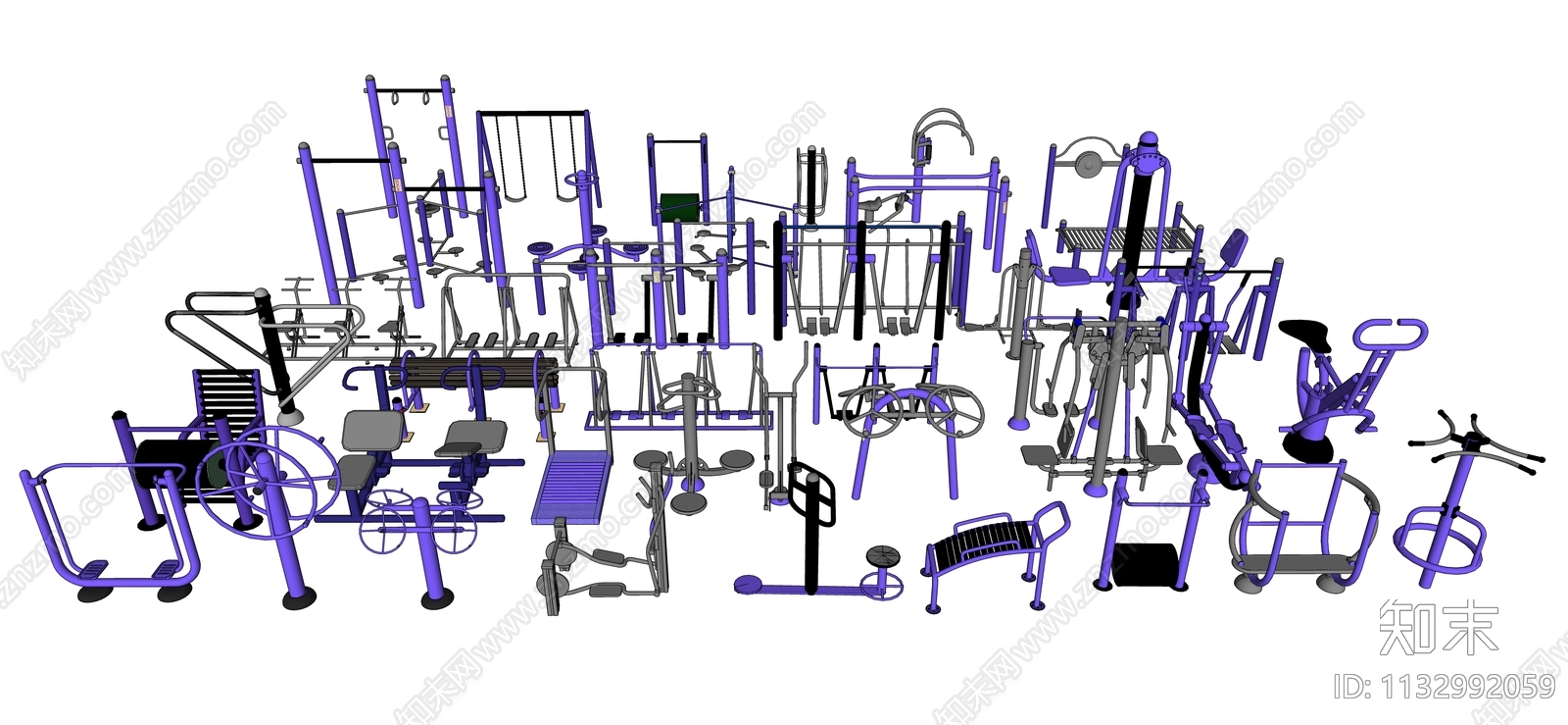 户外健身器材SU模型下载【ID:1132992059】