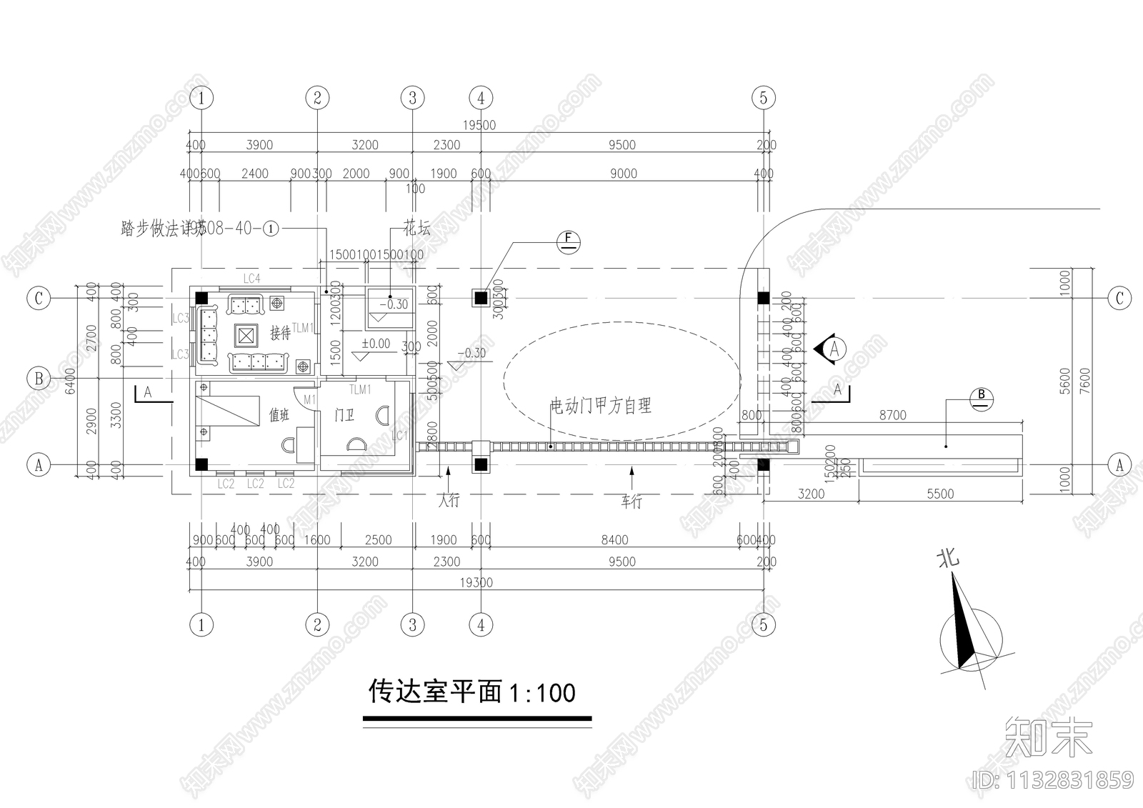 厂区传达室cad施工图下载【ID:1132831859】