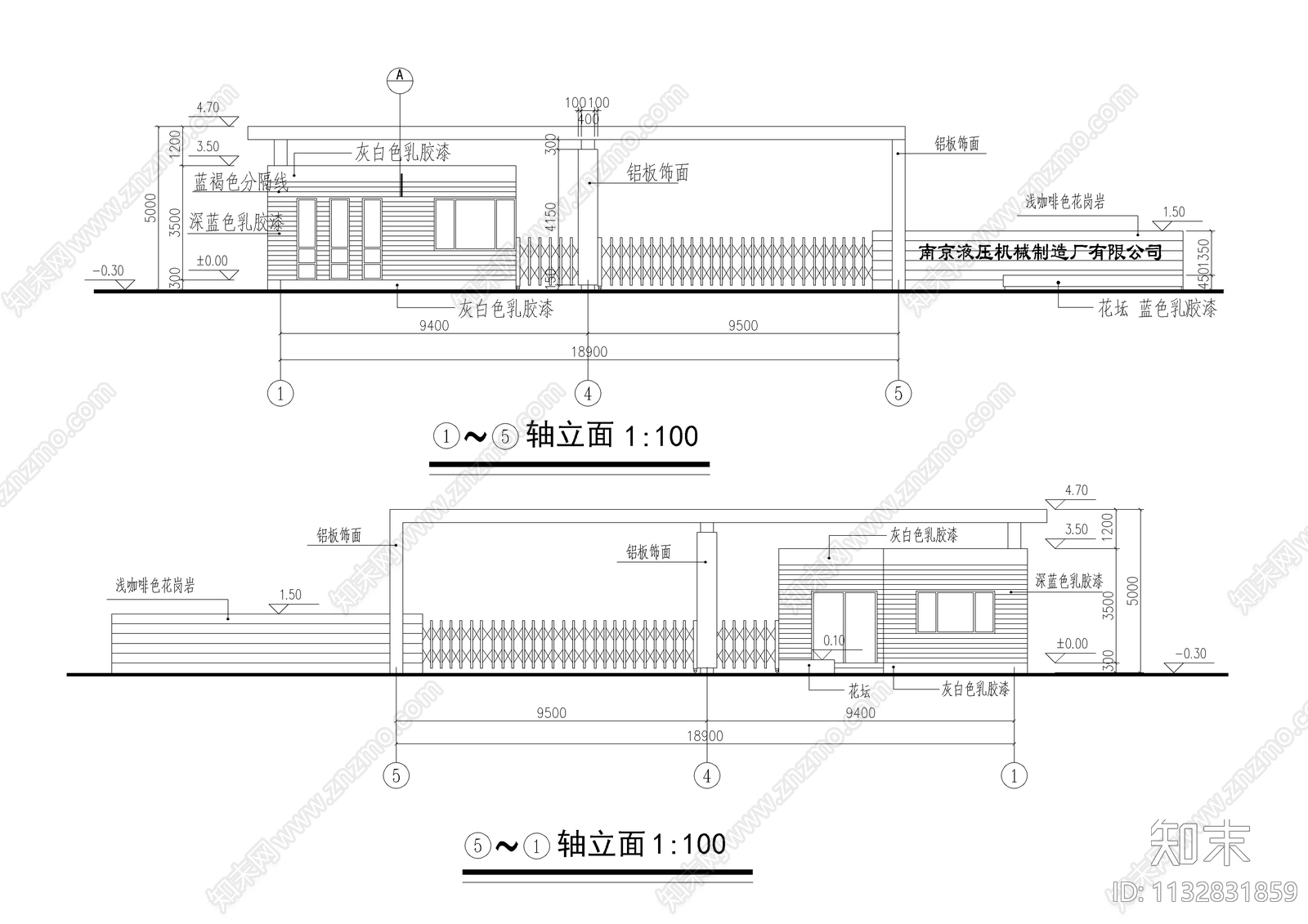 厂区传达室cad施工图下载【ID:1132831859】