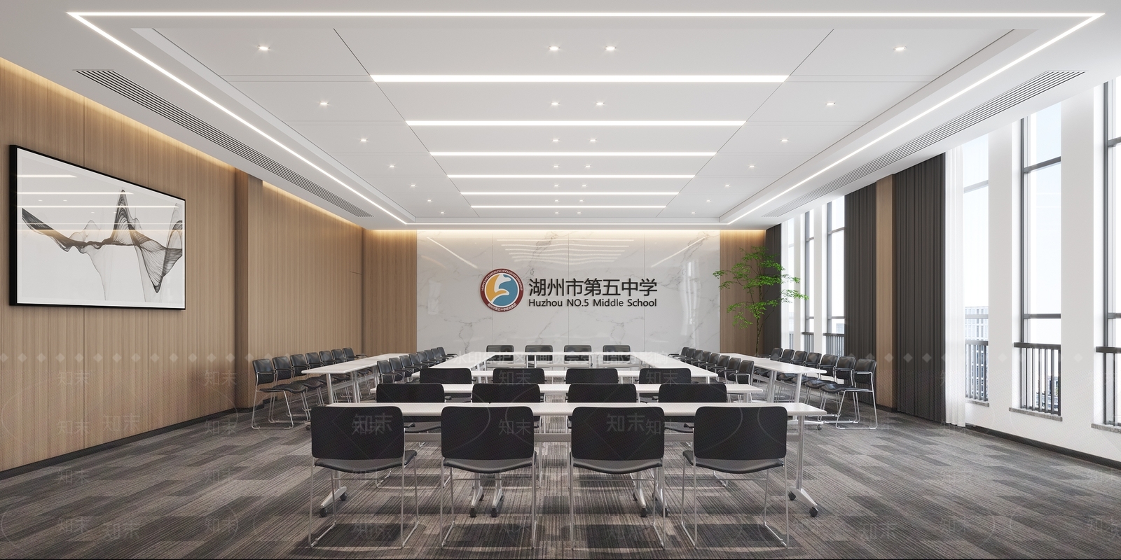 现代中学会议室3D模型下载【ID:1132840697】_知末3d模型网