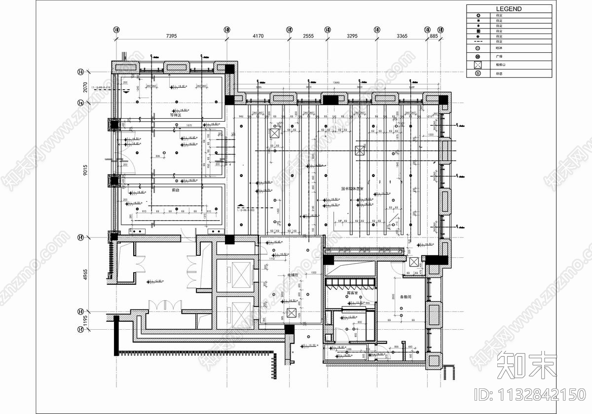 400㎡酒店大堂吧公区cad施工图下载【ID:1132842150】