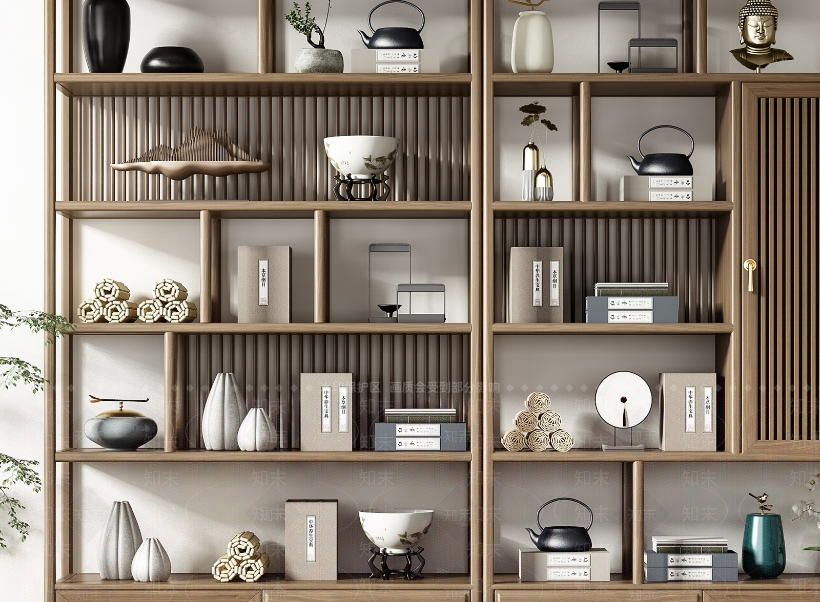 新中式博古架3D模型下载【ID:1132864522】