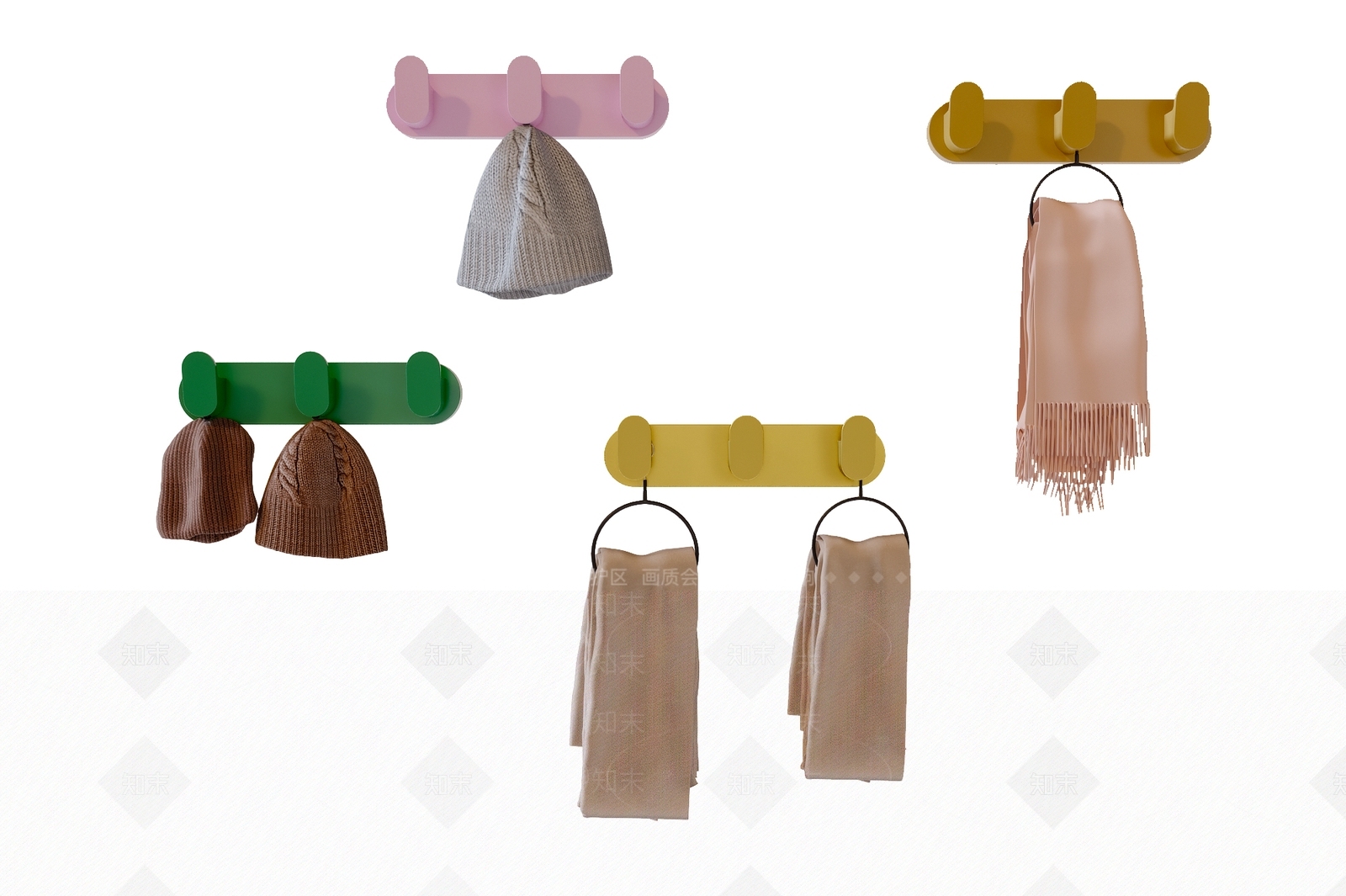 现代玄关衣服挂钩3D模型下载【ID:1132997197】