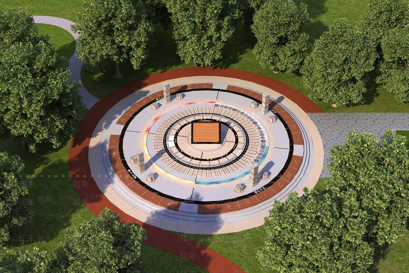 现代公园景观3D模型渲染效果图