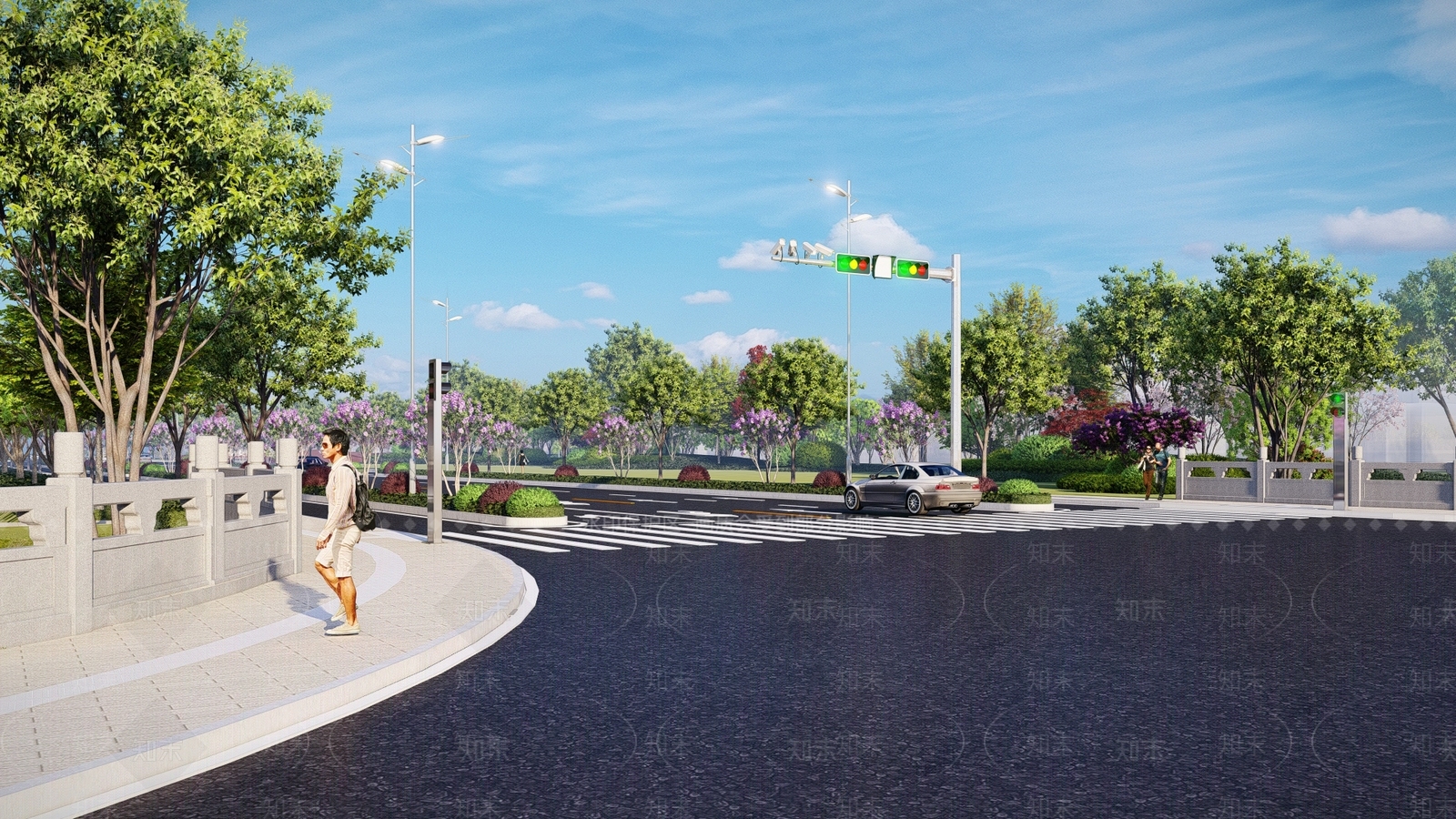 现代市政道路SU模型下载【ID:1132846135】