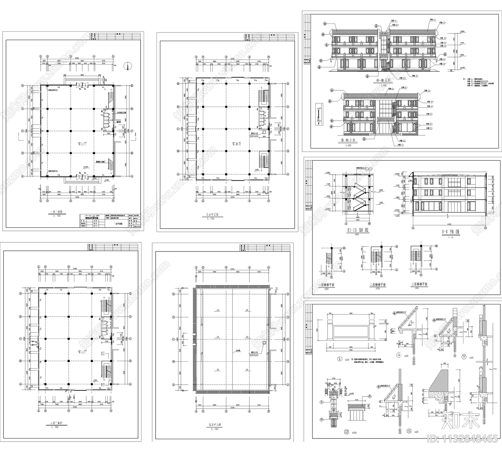 100套古代建筑设计cad施工图下载【ID:1132848465】