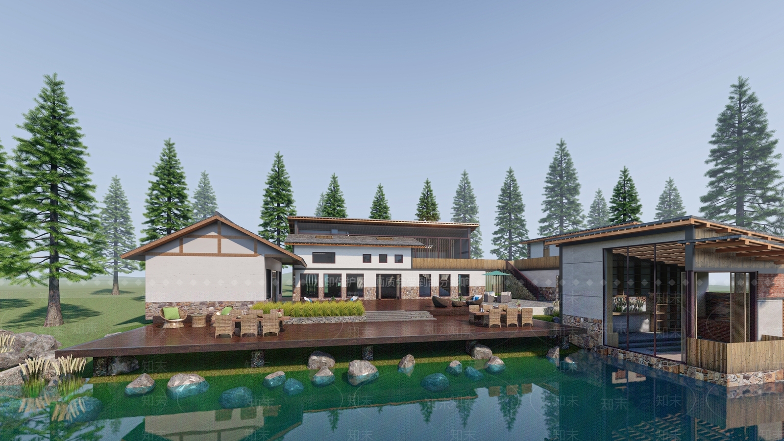 新中式乡村民宿SU模型下载【ID:1132848252】