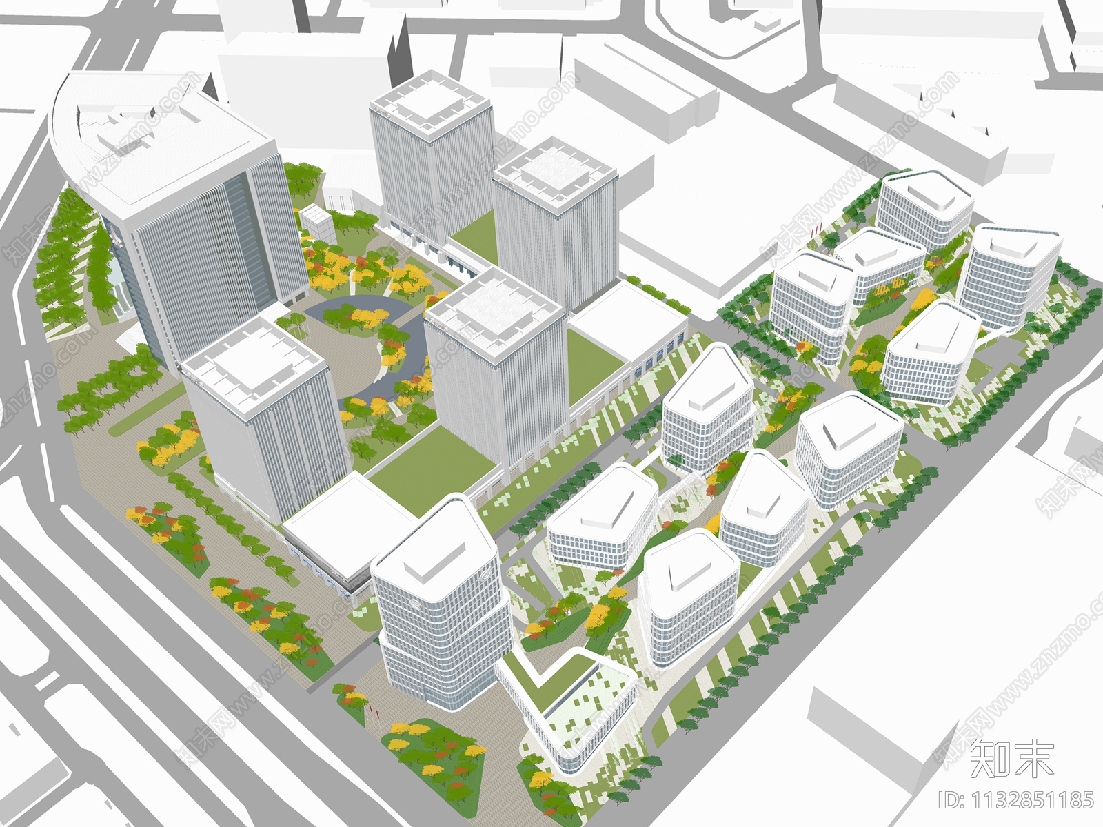 现代办公楼产业园SU模型下载【ID:1132851185】