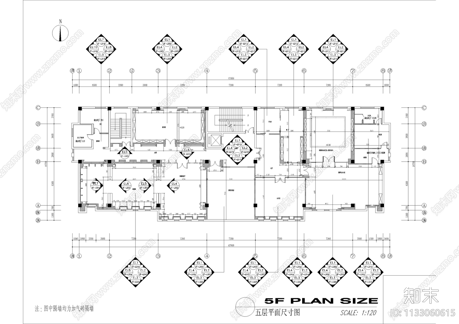 展厅大办公室cad施工图下载【ID:1133060615】