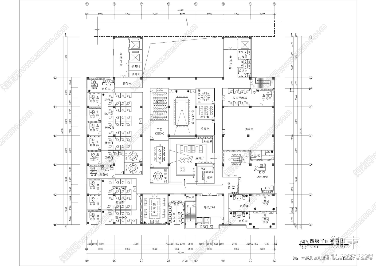 3000平科技园办公楼cad施工图下载【ID:1132873298】