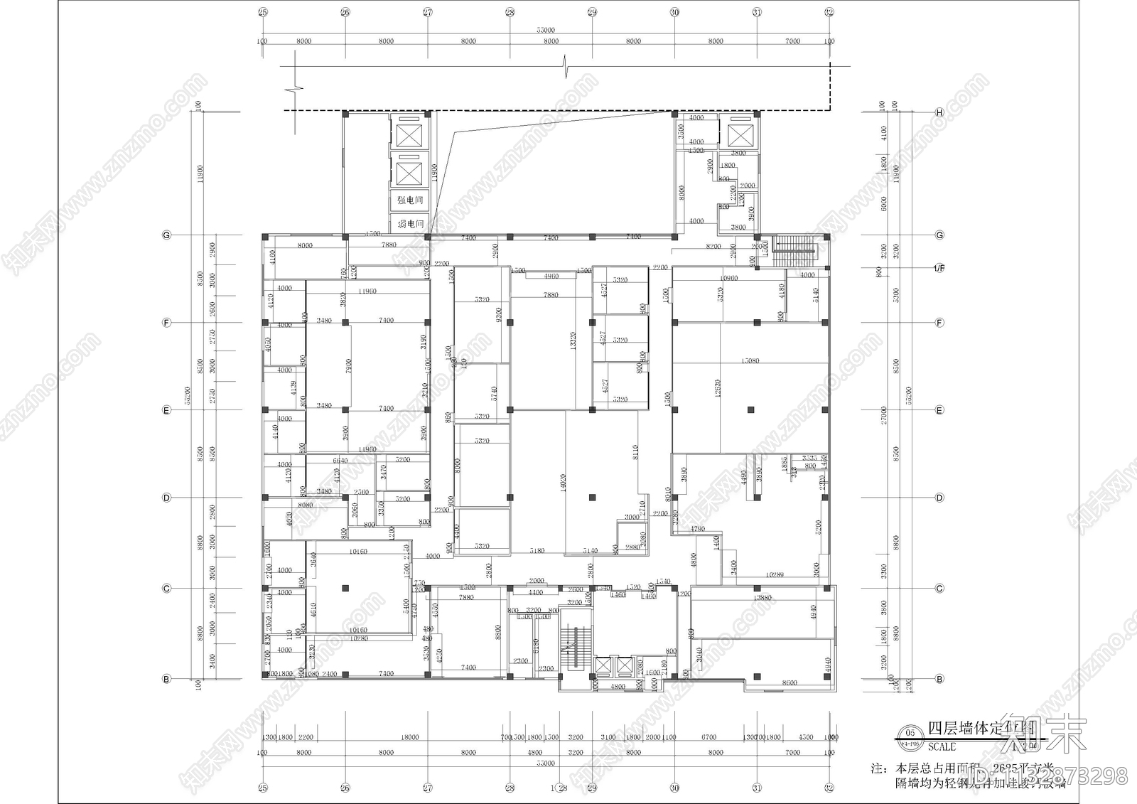 3000平科技园办公楼cad施工图下载【ID:1132873298】