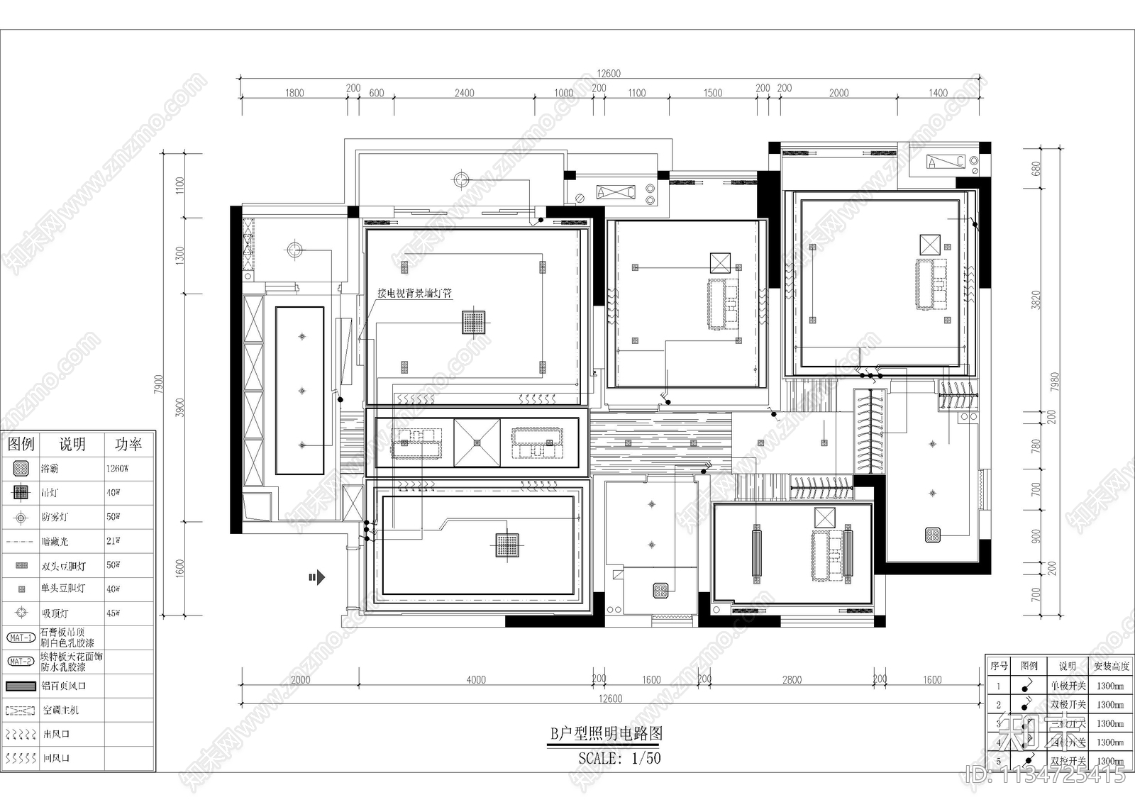 丽景园样板房全套cad施工图下载【ID:1134725415】