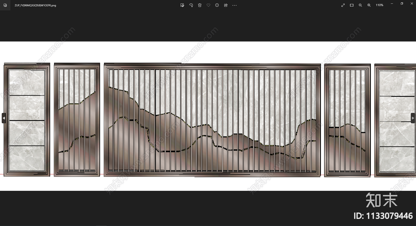 特色山水对景墙施工图下载【ID:1133079446】