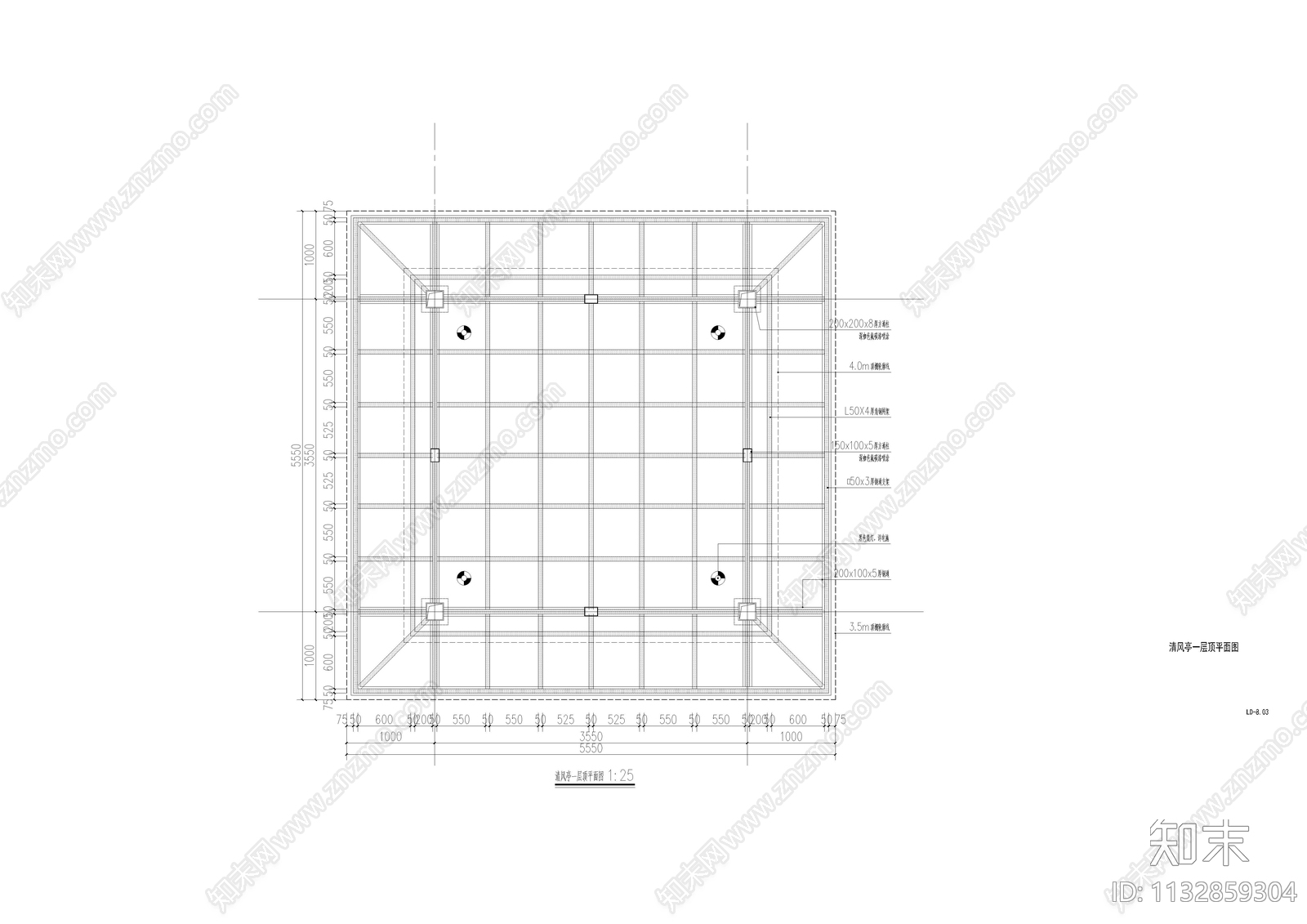 亭子详图cad施工图下载【ID:1132859304】