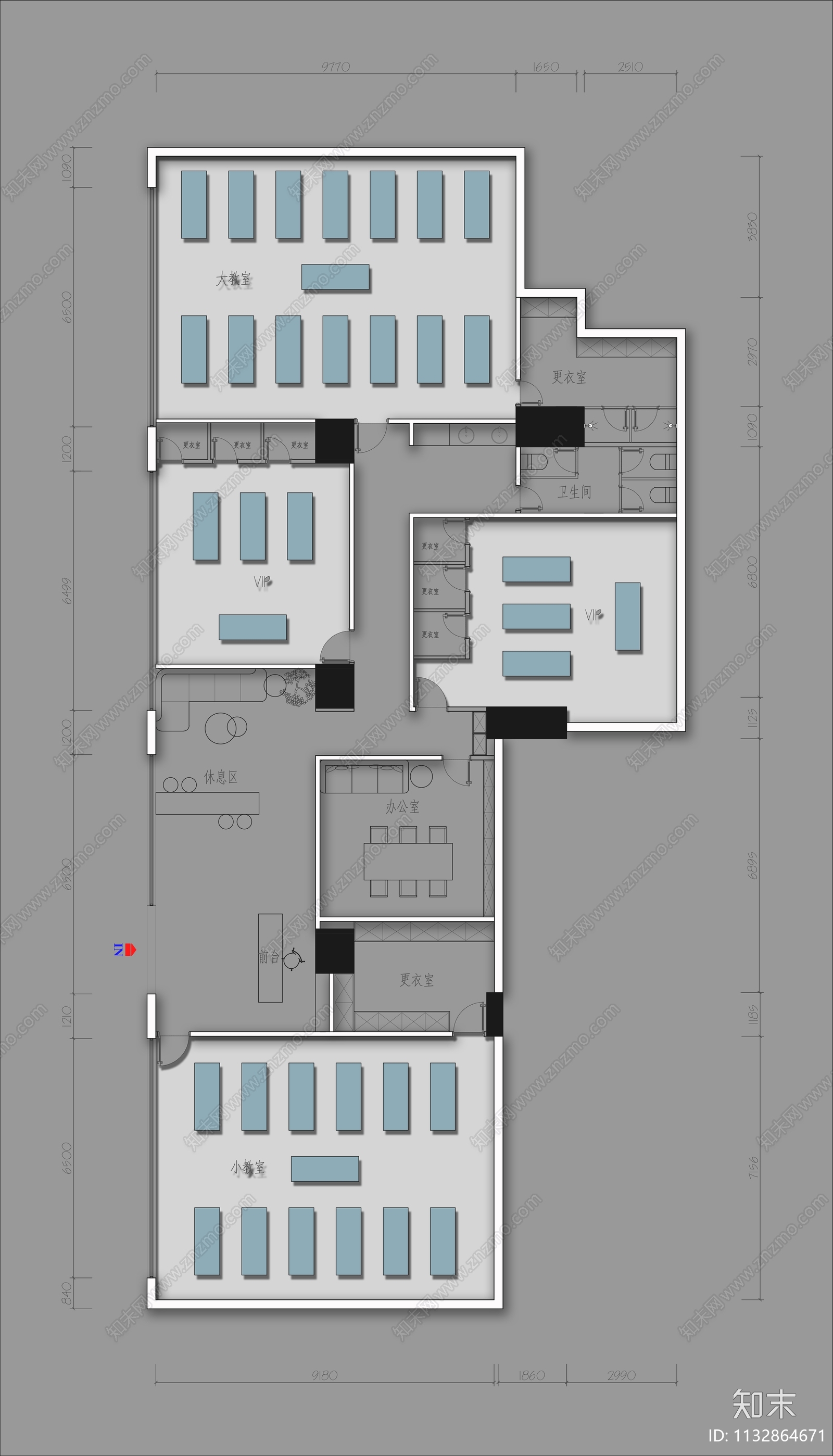 380㎡瑜伽馆平面布局cad施工图下载【ID:1132864671】
