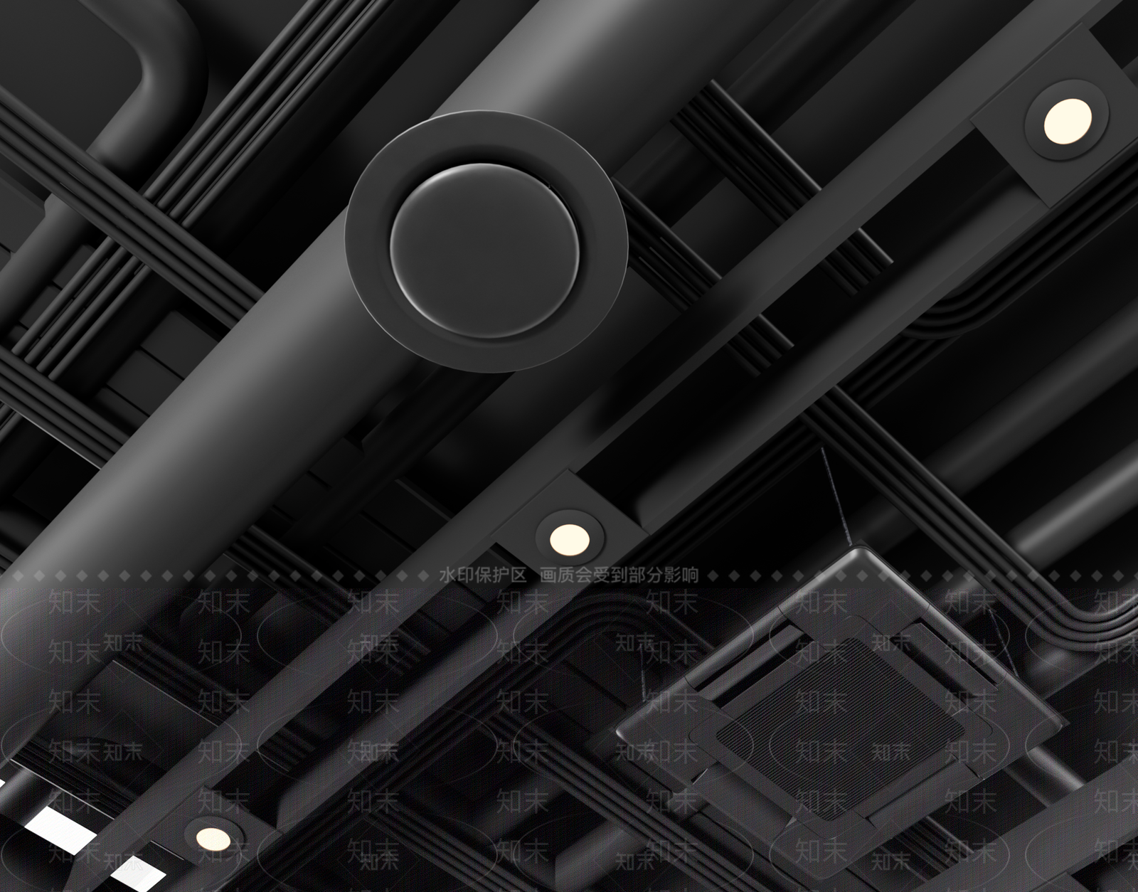 工业风通风管道吊顶3D模型下载【ID:1132904519】