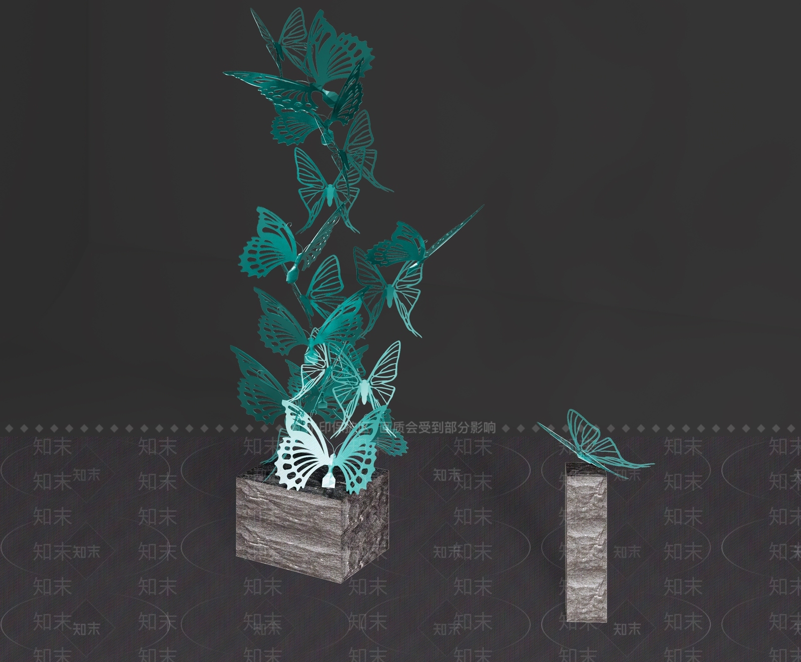 现代蝴蝶雕塑装置SU模型下载【ID:1132927112】