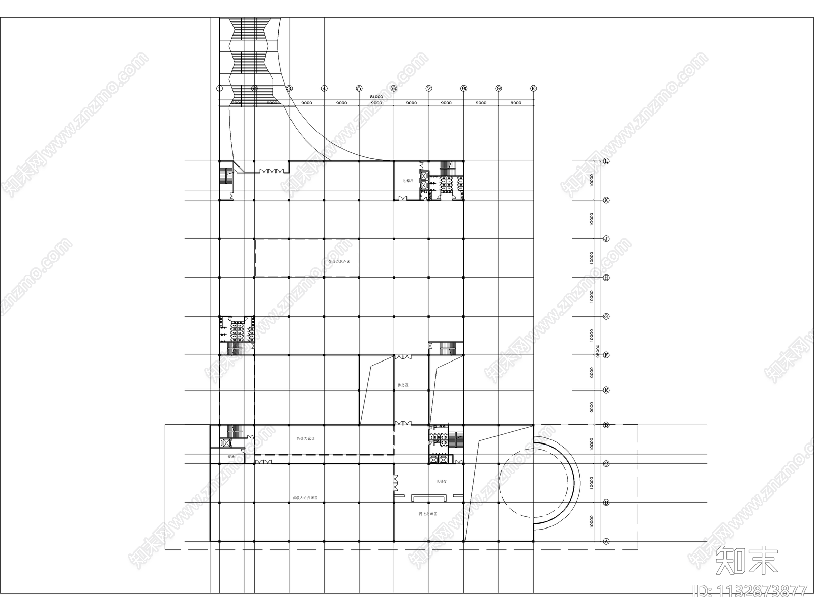 江苏现代产业基地办公建筑效果图cad施工图下载【ID:1132873877】