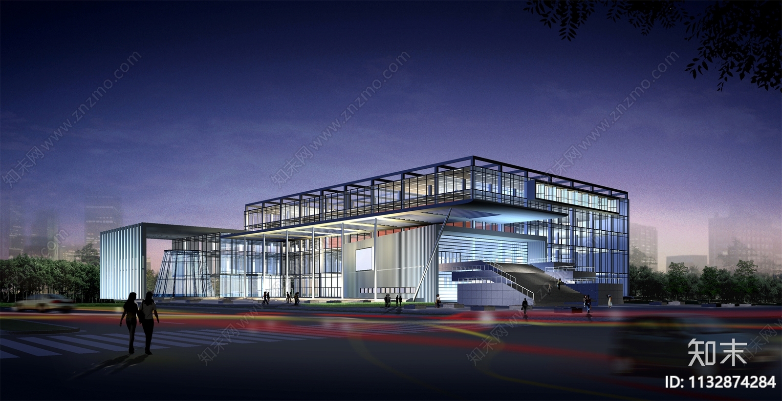 综合开发楼建筑效果图cad施工图下载【ID:1132874284】