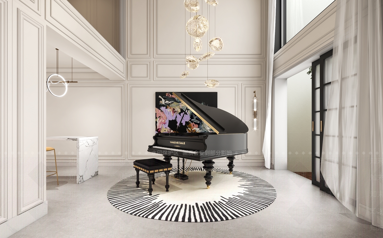 现代钢琴房3D模型下载【ID:1132876262】