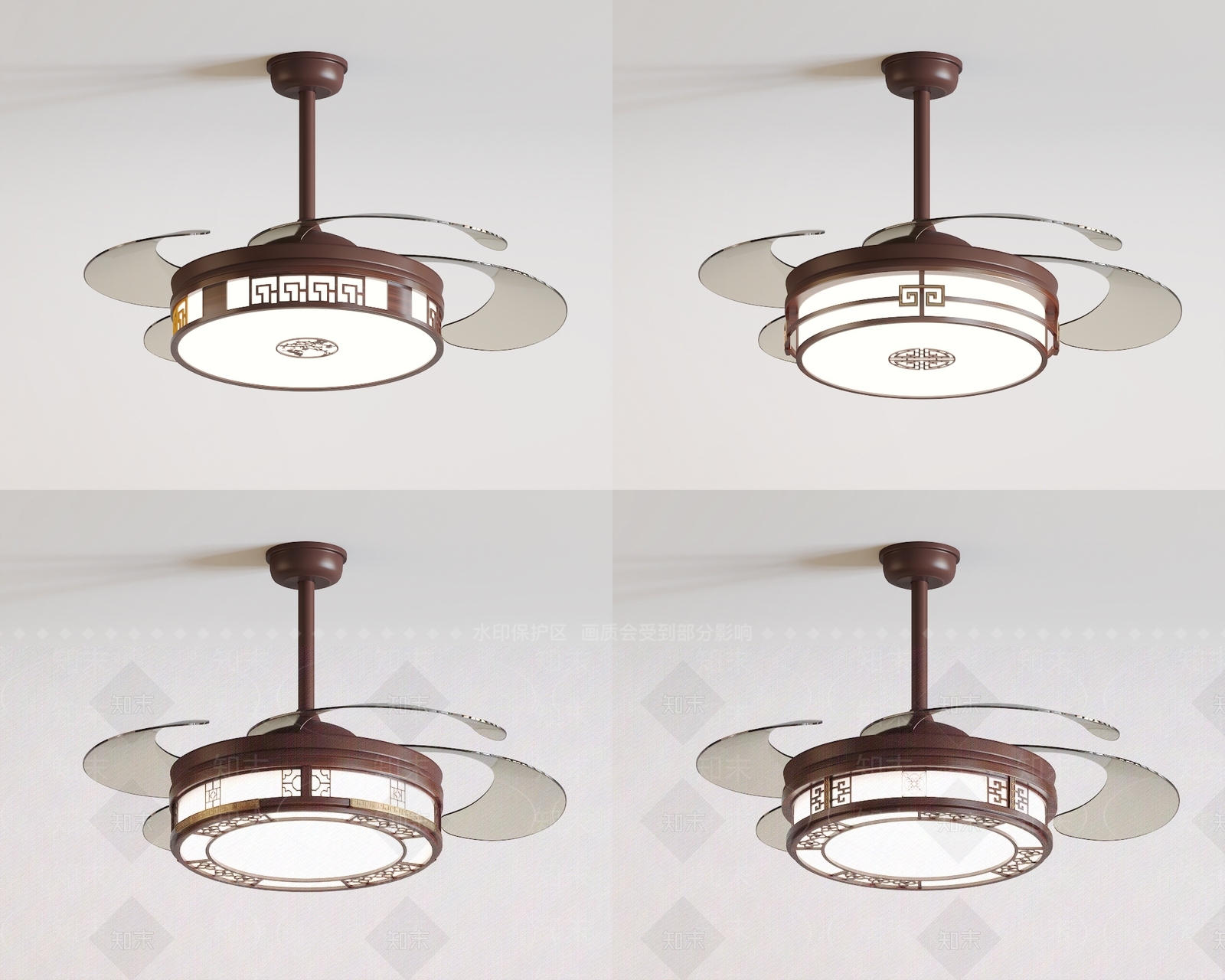 新中式风扇灯SU模型下载【ID:1132876475】